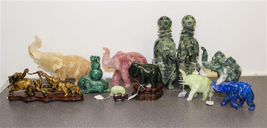 Appraisal: Sale Lot A Group of Eleven Hardstone Elephant Figures comprising