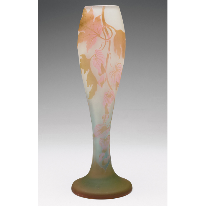 Appraisal: Galle vase bulbous shape with a cameo and enameled fuchsia