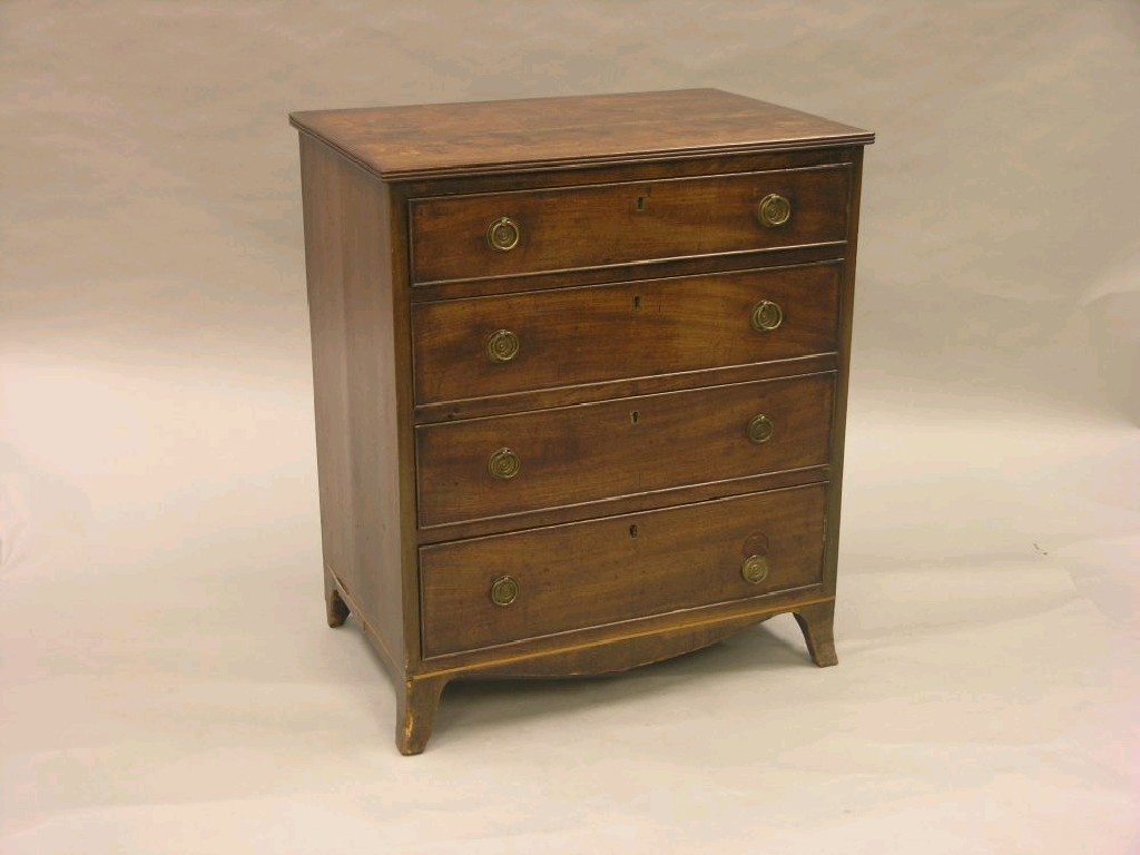 Appraisal: A small early th century mahogany chest four long drawers