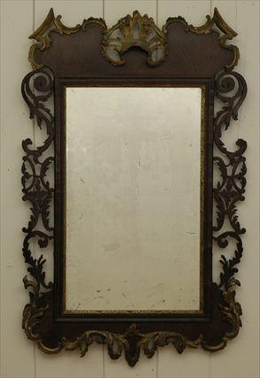 Appraisal: George II-Style Mahogany and Parcel Gilt Mirror