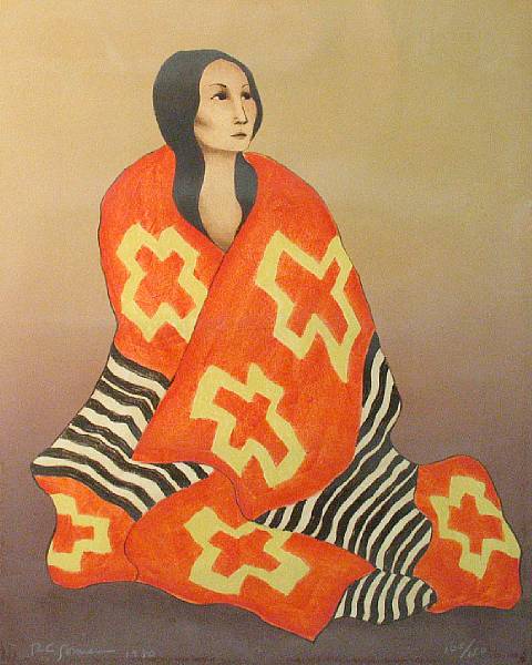 Appraisal: R C Gorman Chief's Blanket Color lithograph signed dated and