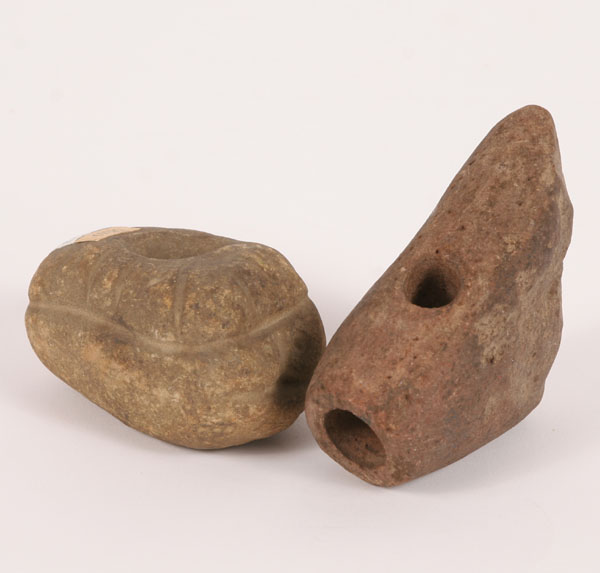 Appraisal: Lot of Ft Ancient sandstone pipes found in Ohio one