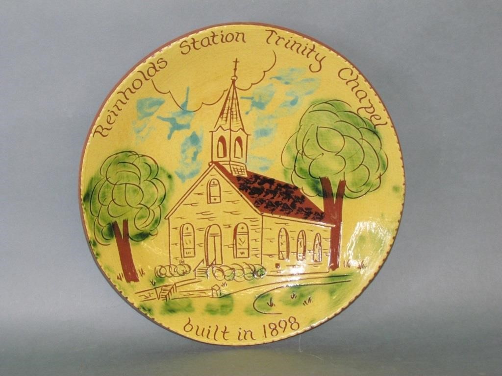 Appraisal: LESTER BREININGER REDWARE PLATETrinity Chapel scene signed and dated no