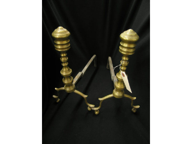 Appraisal: Pair of Federal Period Brass Andirons