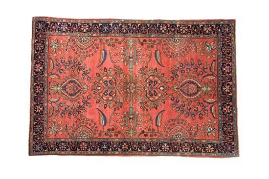 Appraisal: ORIENTAL RUG Iran ca Mahajeran Sarouk Deep blue border and