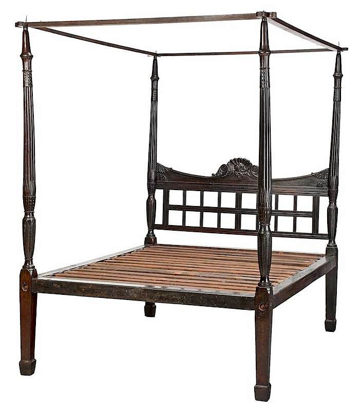 Appraisal: Fine Federal Rice Carved Four Poster Bed Bermuda or Caribbean