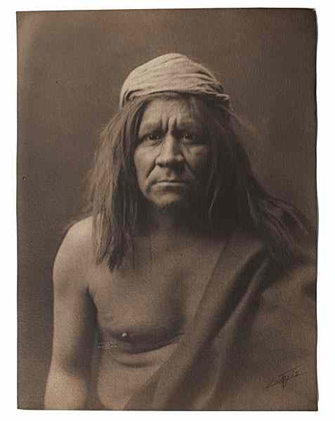 Appraisal: Edward S Curtis Signed Platinum Photograph Mohave Chief on textured