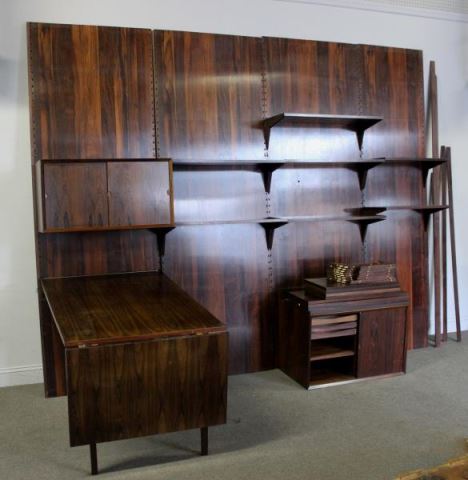 Appraisal: Midcentury Poul Cadovious Rosewood Wall Unit Includes a bay rosewood