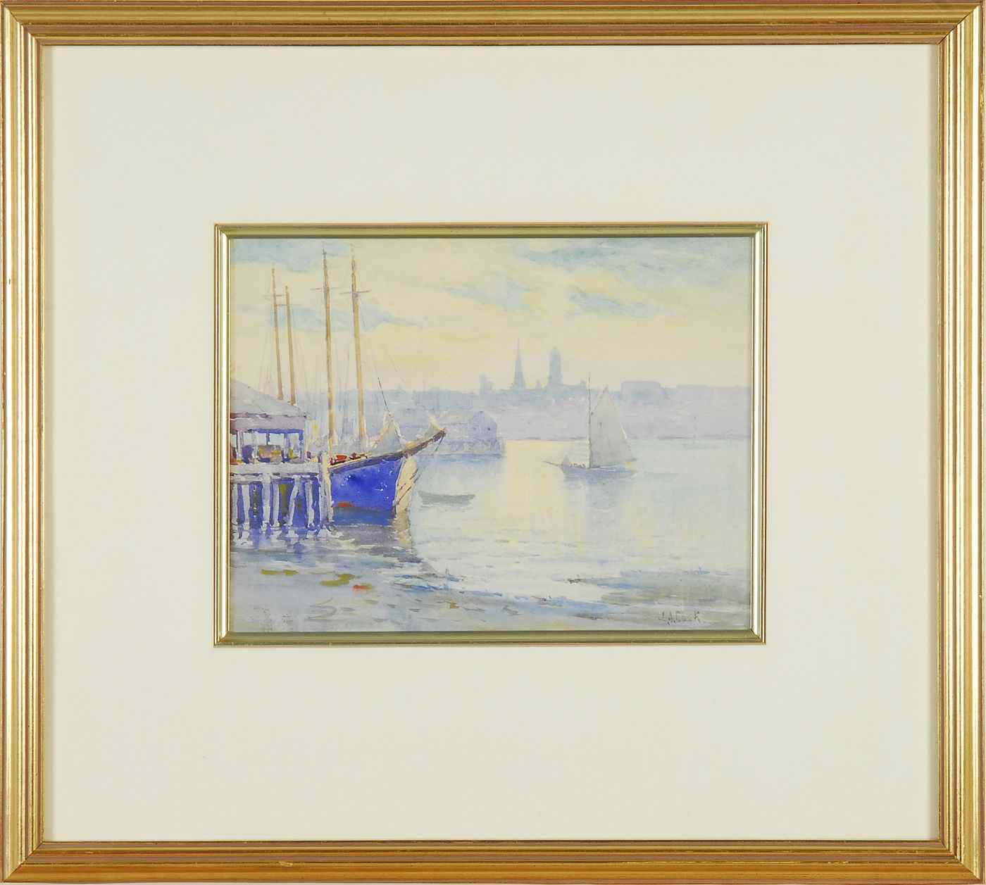 Appraisal: JOHN A COOKAmerican - Resting at the dock Gloucester Harbor