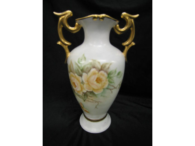 Appraisal: Handpainted Porcelain Vase yellow rose decor