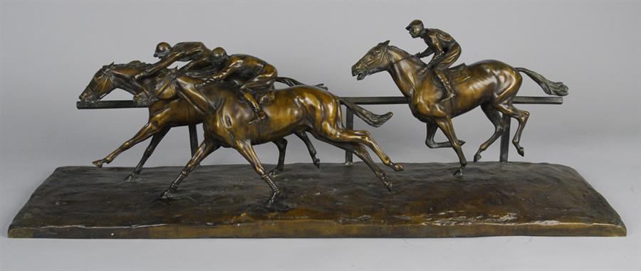 Appraisal: YVES BENOIST-GIRONIERE French - L'ARRIVEE DE COURSE bronze with brown