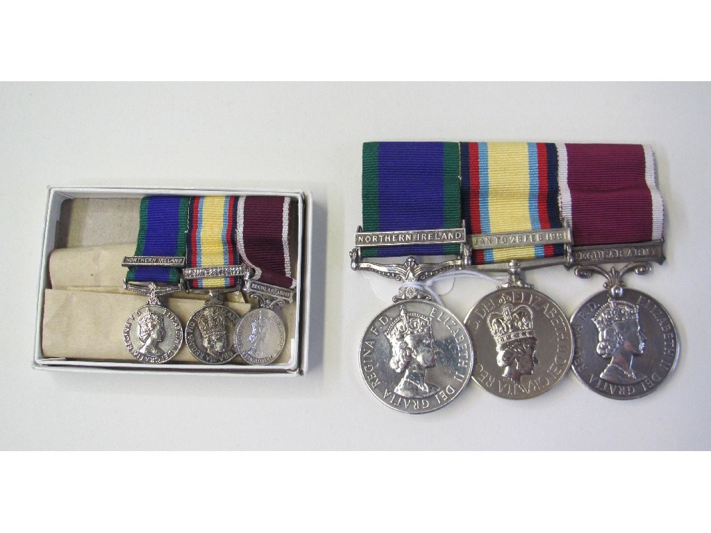 Appraisal: Group of three medals - Campaign Service medal for Northern