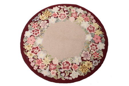 Appraisal: FINE HOOKED RUG - round - s Hooked Rug with