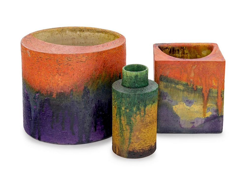 Appraisal: Marcello Fantoni Italian - Three Vases Bitossi Raymor Marcello Fantoni