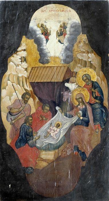 Appraisal: Russian Icon Depicting Nativity Scene Oil on board x in