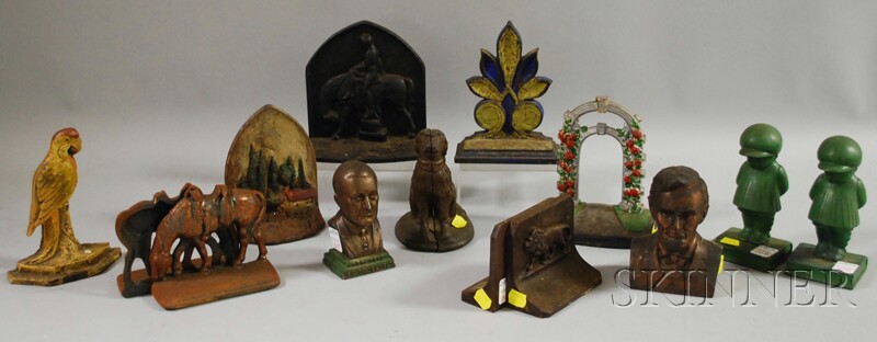 Appraisal: Fourteen Cast Iron and Metal Figural Items including five doorstops