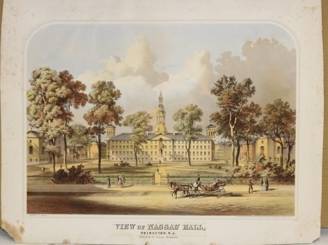 Appraisal: VIEW OF NASSAU HALL PRINCETON NJ COLOREDLITHOGRAPH BY ROBERTSON SEIBERT