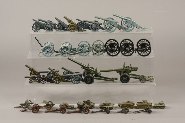 Appraisal: Lot of approximately metal cannons limbers wheels and parts Together