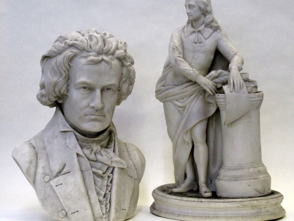 Appraisal: Parian bust of Beethoven def and a parian figure of