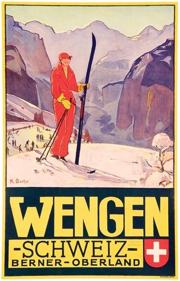 Appraisal: BORTER Klara - WENGEN lithograph in colors c condition B