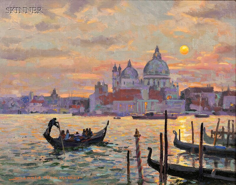 Appraisal: Donald Allen Mosher American b Venice at Dusk Signed Donald