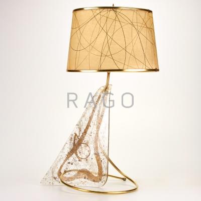 Appraisal: ZAHARA SCHATZ Table lamp USA s Acrylic brass copper fiberglass