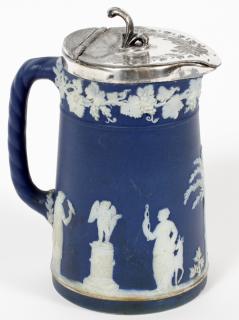 Appraisal: WEDGWOOD BLUE JASPERWARE SYRUP PITCHER TH C WEDGWOOD BLUE JASPERWARE