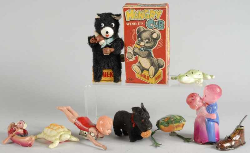 Appraisal: Lot of Celluloid Tin Animal Toys Description Japanese Includes one