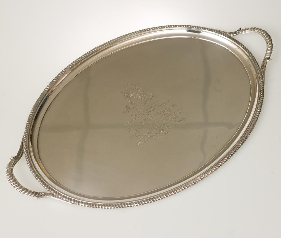 Appraisal: LARGE EDWARDIAN SILVER TWO-HANDLED TEA TRAY Goldsmiths and Silversmiths Co