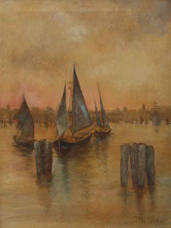 Appraisal: VENETIAN HARBOR VIEW OIL CANVAS SIGNED 'MCGRAW' '' x ''