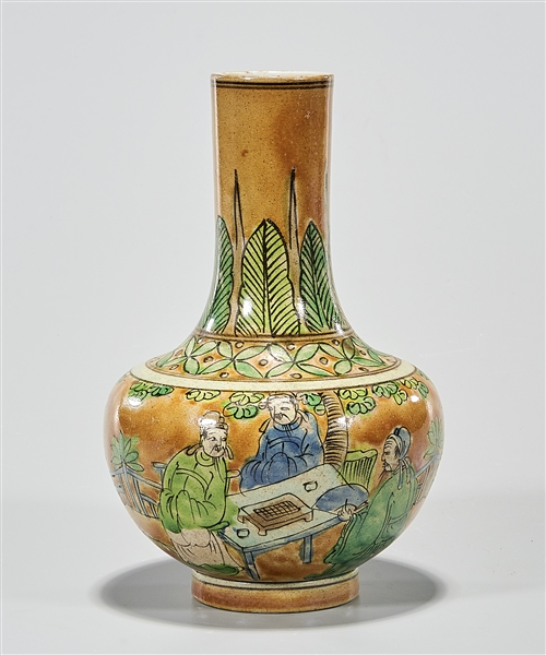 Appraisal: Chinese enameled porcelain vase depicting figures x approx Condition wear