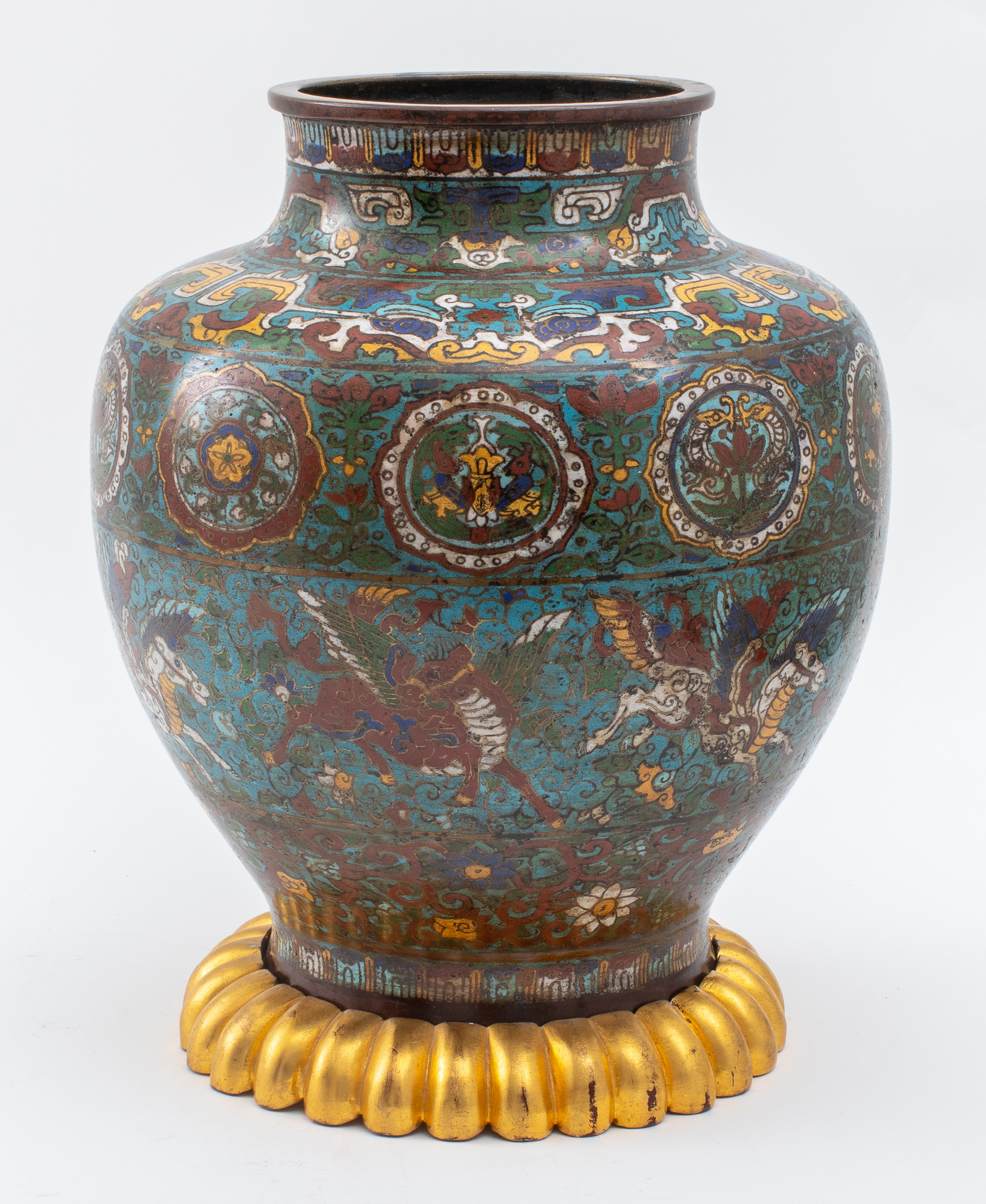 Appraisal: ASIAN LARGE CLOISONNE ENAMEL VASE Asian Chinese or Japanese cloisonne