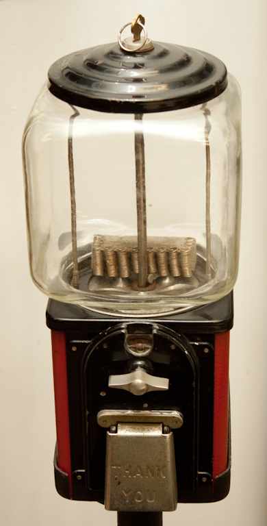 Appraisal: Painted metal and glass -cent gum machine on metal stand