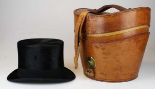 Appraisal: Fine Men'S Beaver Felt Top Hat In Leather Case Made