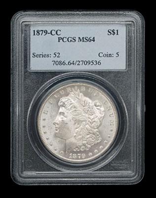 Appraisal: -CC Morgan silver dollar PCGS slabbed and graded MS- in