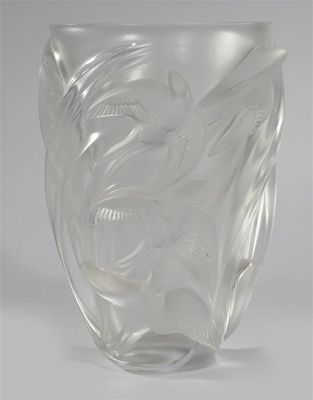 Appraisal: A Modern Lalique frosted glass vase cast in relief with