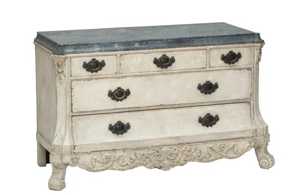 Appraisal: A painted continental th century style commode the ebonised top