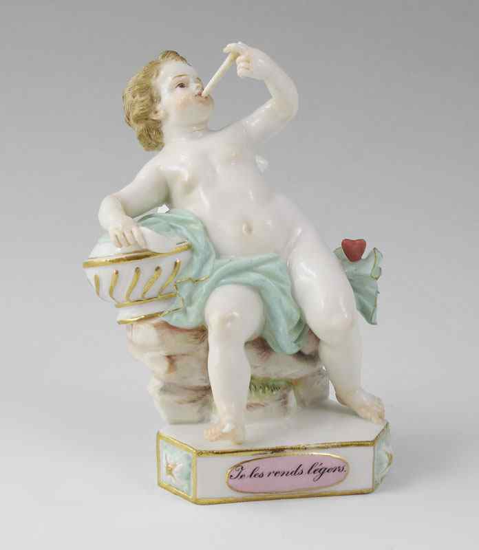 Appraisal: MEISSEN PORCELAIN CHERUB FIGURE Blue cross swords under glaze ''