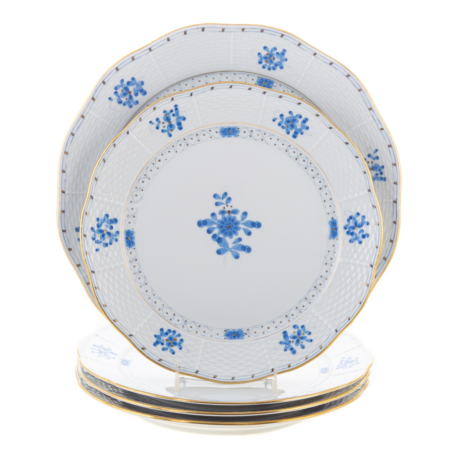 Appraisal: FOUR HEREND PORCELAIN PLATES CHARGER In the Blue Garden pattern