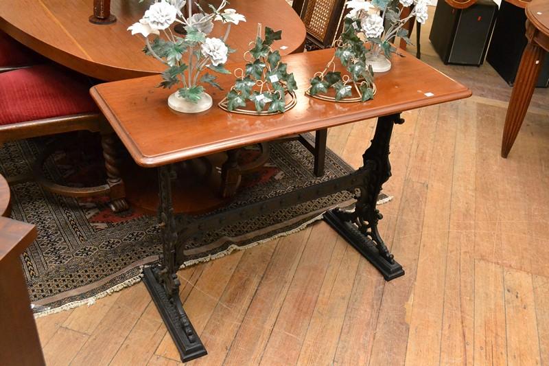 Appraisal: EARLY TH CENTURY CAST IRON HALL TABLE WITH MAHOGANY SURFACE