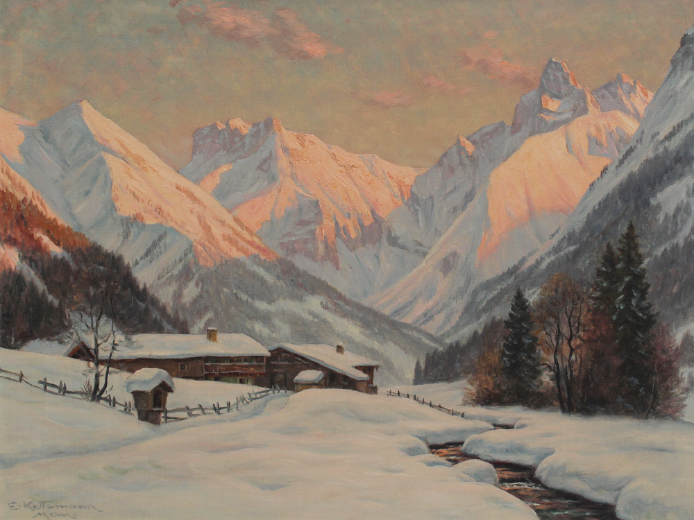 Appraisal: KETTEMANN Erwin German - Winter valley landscape Oil Canvas ''