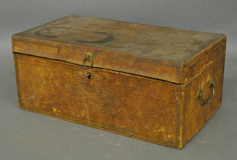 Appraisal: - Leather storage box with original label Geo Fred K