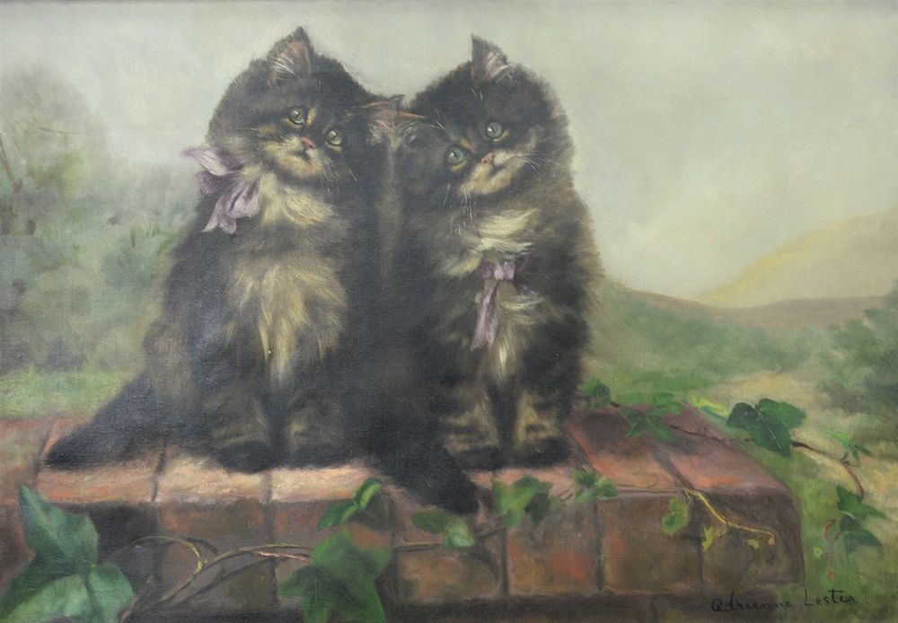 Appraisal: Adrienne Lester British - two kitten seated on wall oil