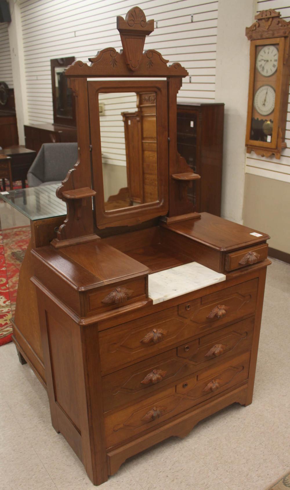 Appraisal: VICTORIAN WALNUT DRESSER Charles Eastlake design American c tilt mirror