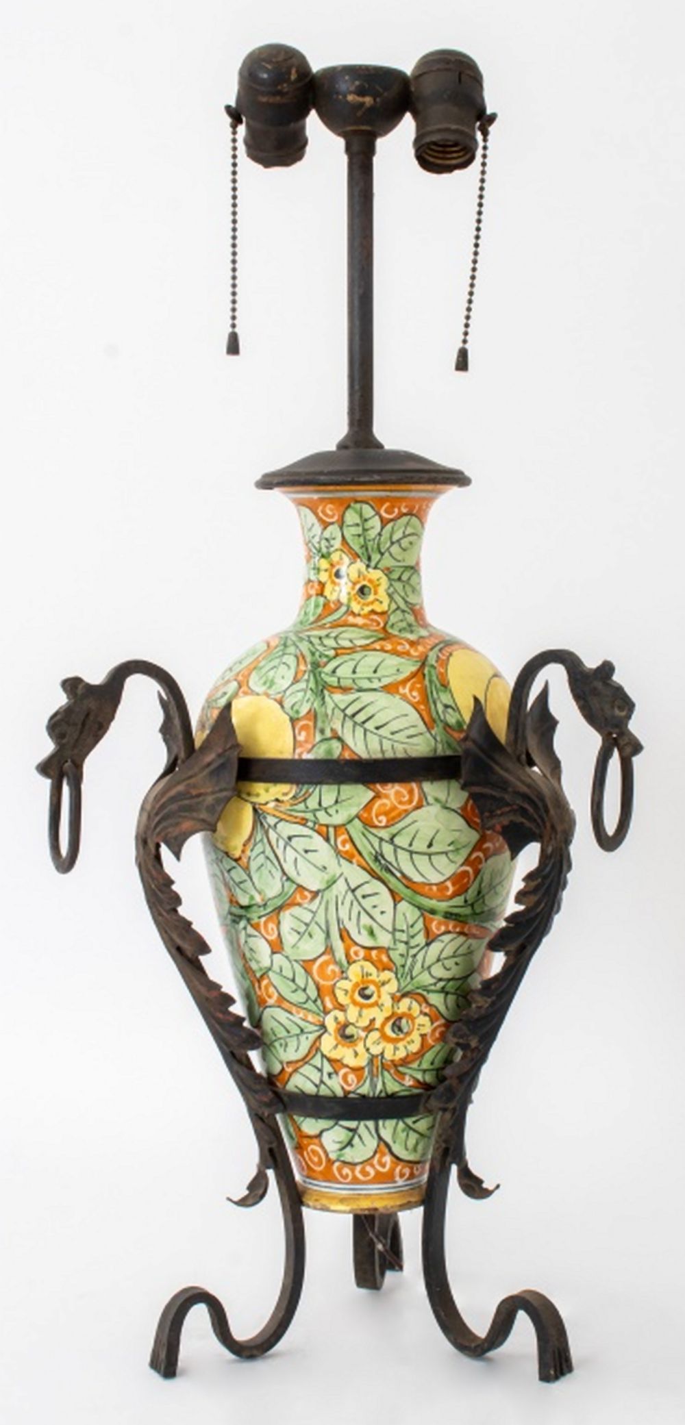 Appraisal: ITALIAN DERUTA CERAMIC VASE MOUNTED AS A LAMP Italian Deruta