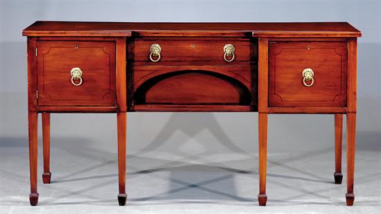 Appraisal: Georgian style inlaid mahogany sideboard mid th century rectangular banded