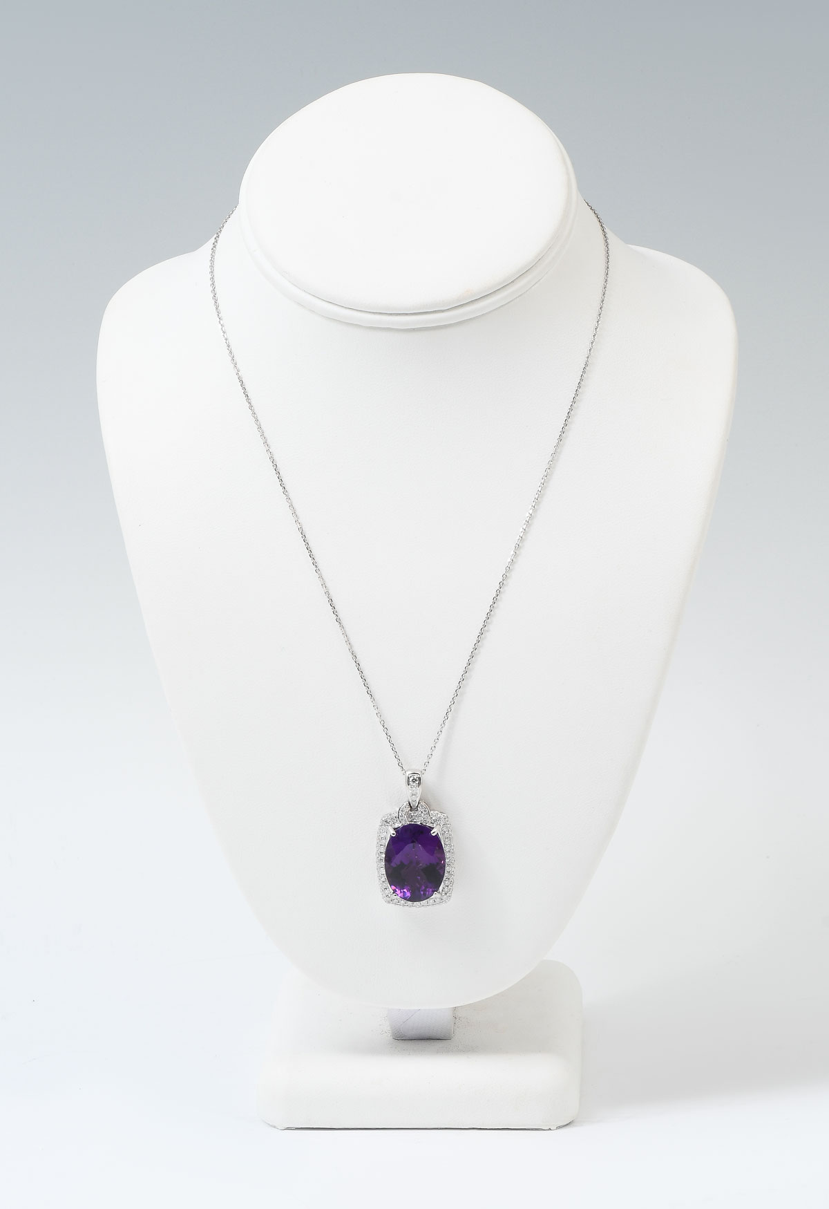 Appraisal: CUSTOM K CT AMETHYST PENDANT CHAIN CT oval cut amethyst