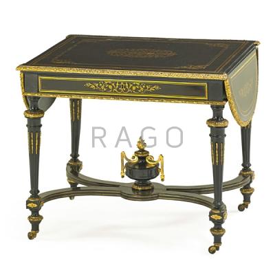 Appraisal: NAPOLEON III BRONZE INLAID EBONIZED SOFA TABLE Condition Report