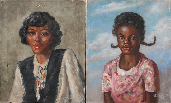 Appraisal: PAIR OF PORTRAIT PAINTINGS BY FRANK TIBBITTS Portraits of African