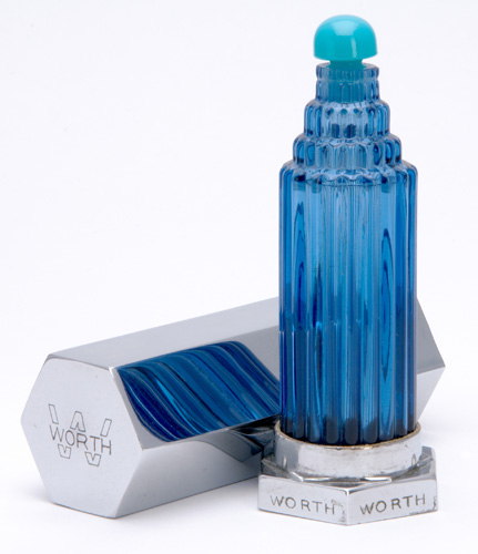 Appraisal: R LALIQUE Je Reviens perfume bottle for Worth in blue